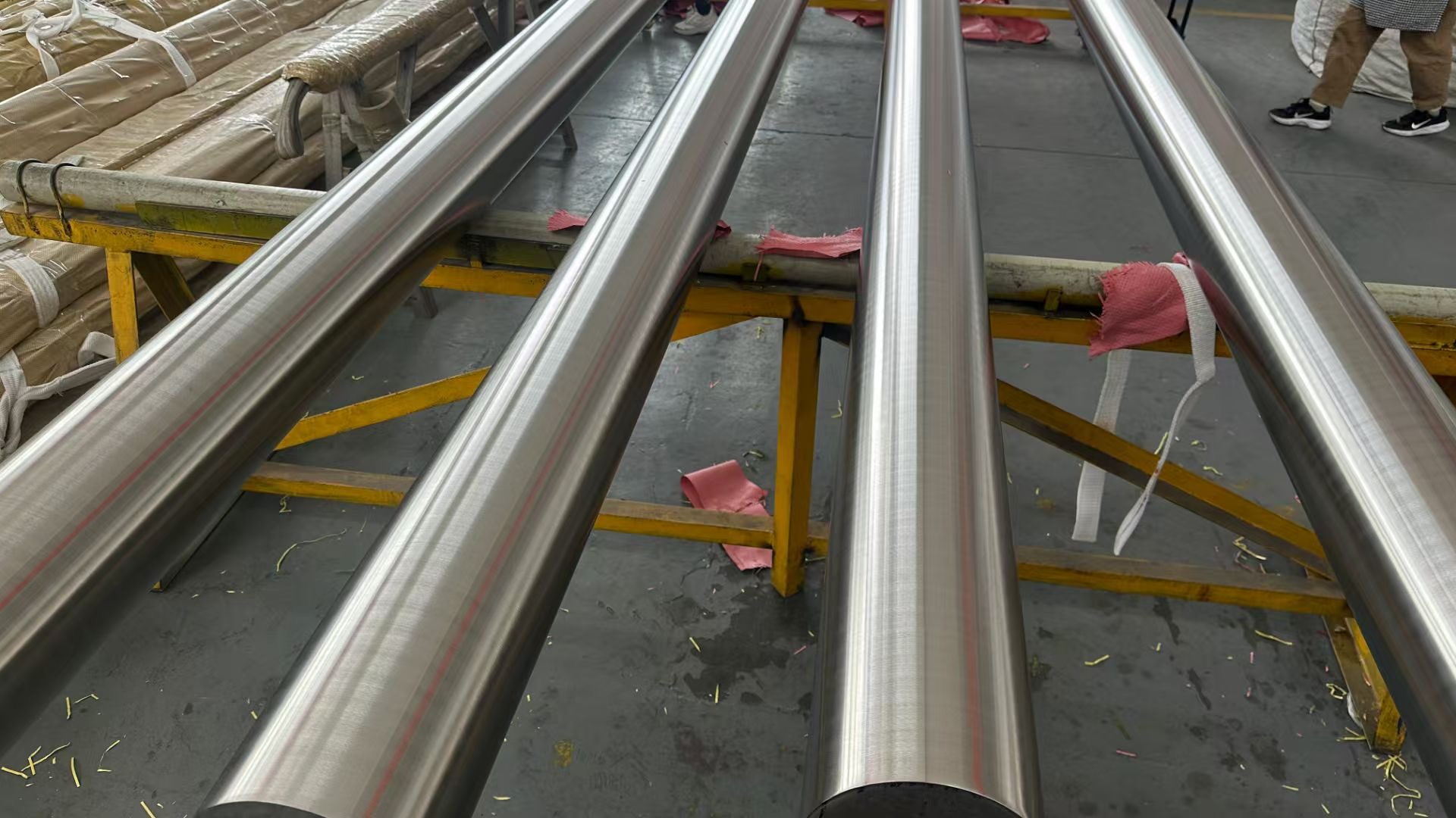 Heavy duty stainless steel materials stacked and processed for shipment