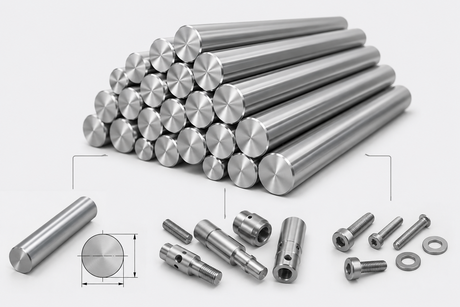 Shaft connector or fastener stock