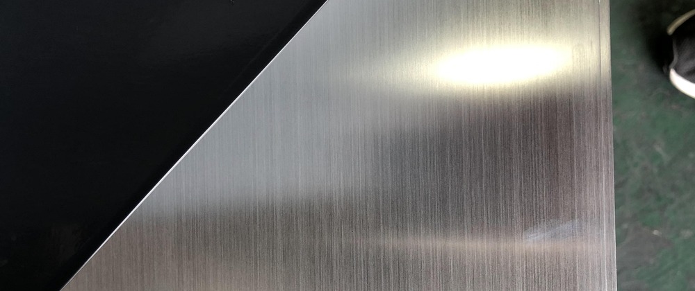 Brushed stainless steel sheet surface for finish and tolerance review