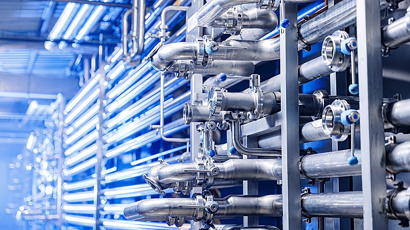 Industrial heat transfer piping system for titanium tube applications