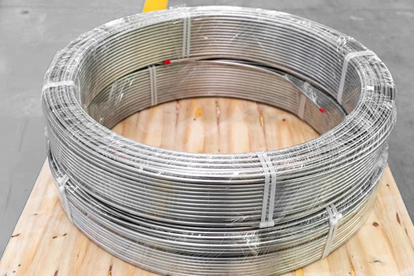 Stainless steel instrumentation tubing supplied in coils for control and hydraulic systems
