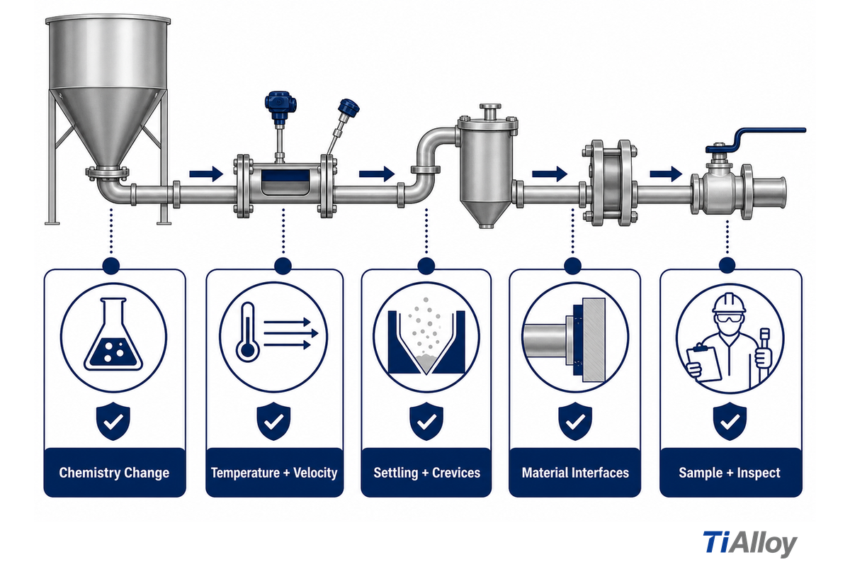 A process map marks chemistry, temperature, velocity, interfaces and inspection points (AMPP)
