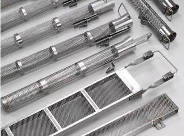 Titanium wire formed into mesh basket and electrode support for electrochemical service