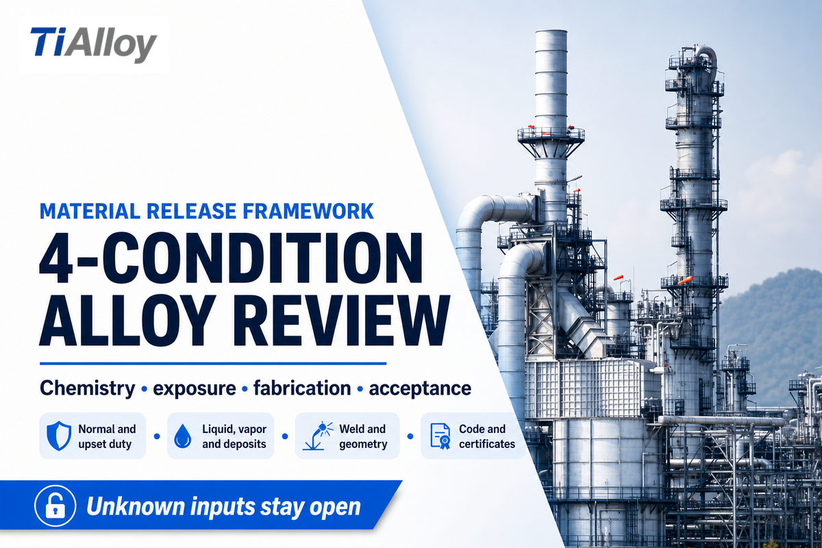 The 4-Condition Alloy Review holds C22 or C276 release until process and acceptance evidence is complete.