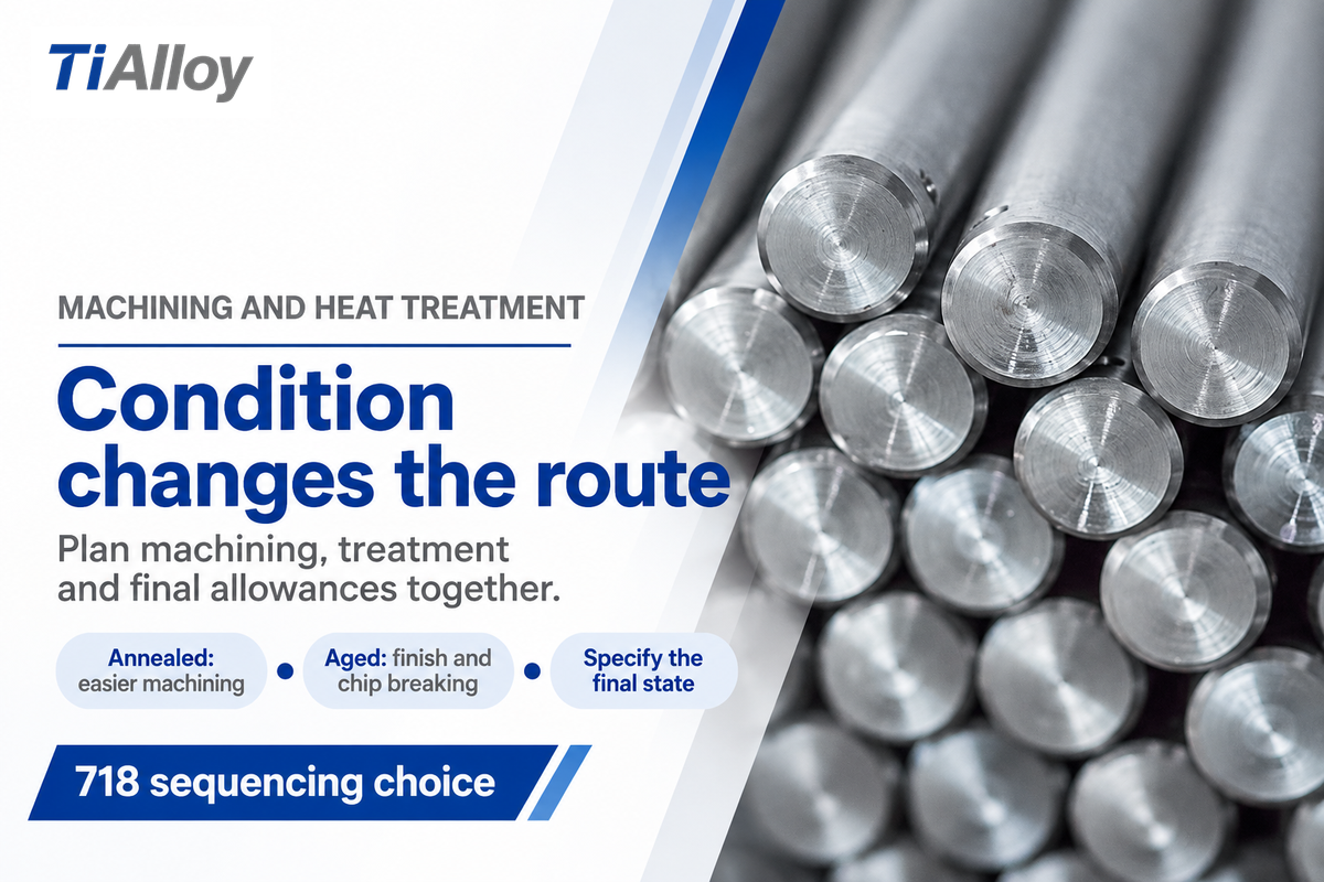 Annealed718 eases machining; aged material aids finish and chips. Source: Special Metals; official TiAlloy rod photo.